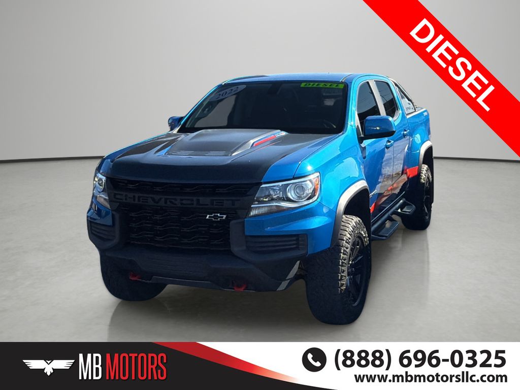 Blue 2022 Chevrolet Colorado Pickup Truck Four-Wheel Drive 6-Speed Automatic