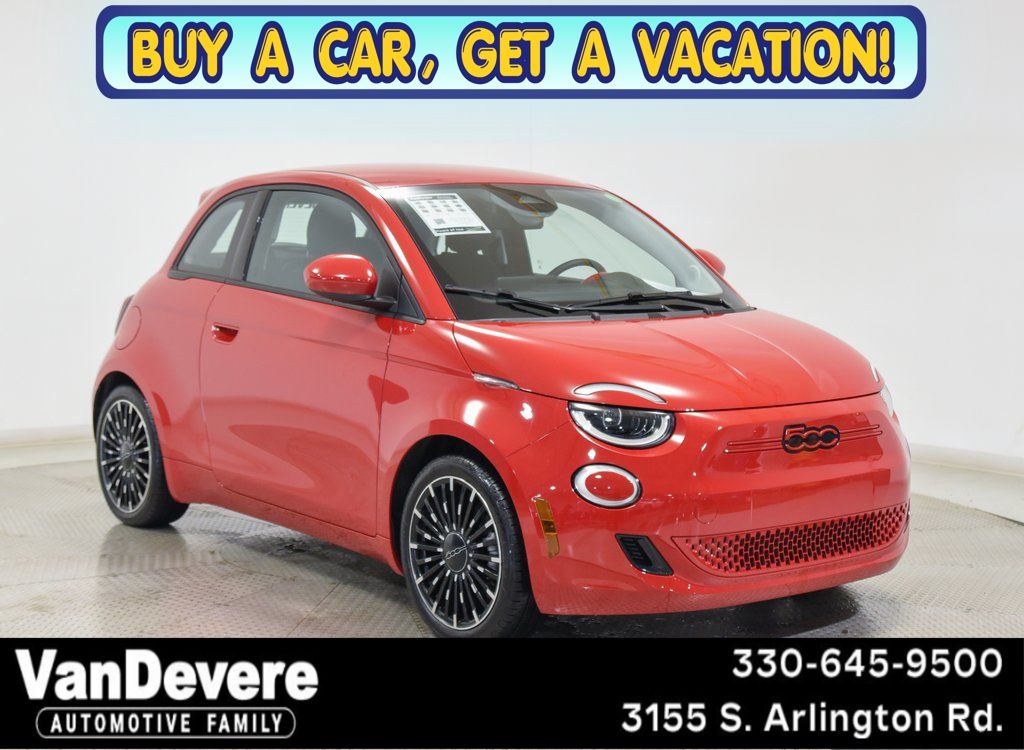 Red by (Red) 2024 FIAT 500e Hatchback 1-Speed Automatic