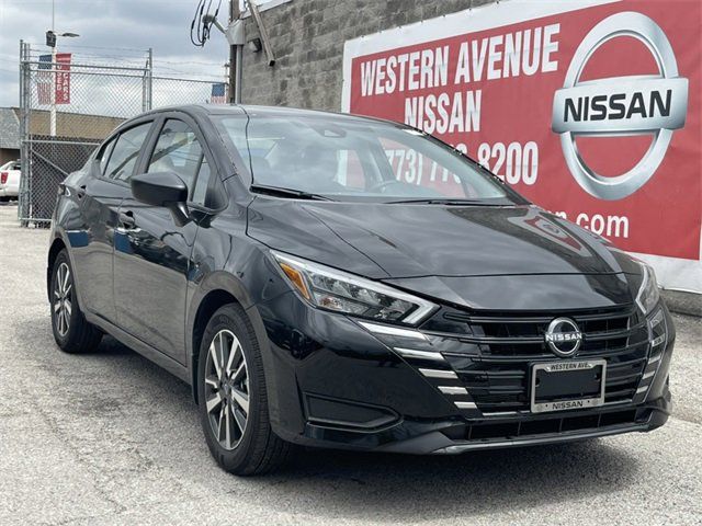 Super Black Metallic 2025 Nissan Versa S FWD Sedan Front-Wheel Drive Continuously Variable Transmission