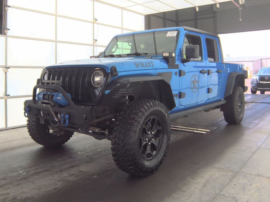 Hydro Blue Pearlcoat 2021 Jeep Gladiator Willys Crew Cab 4WD Pickup Truck Four-Wheel Drive 8-Speed Automatic