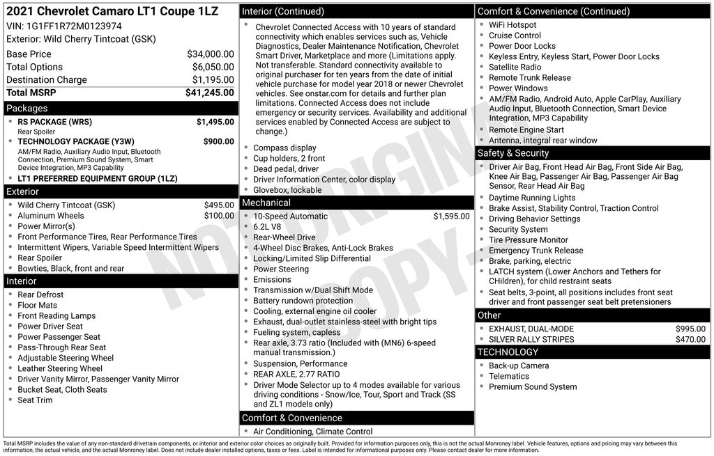 Certified Used 2021 Red Chevrolet LT1 image 7