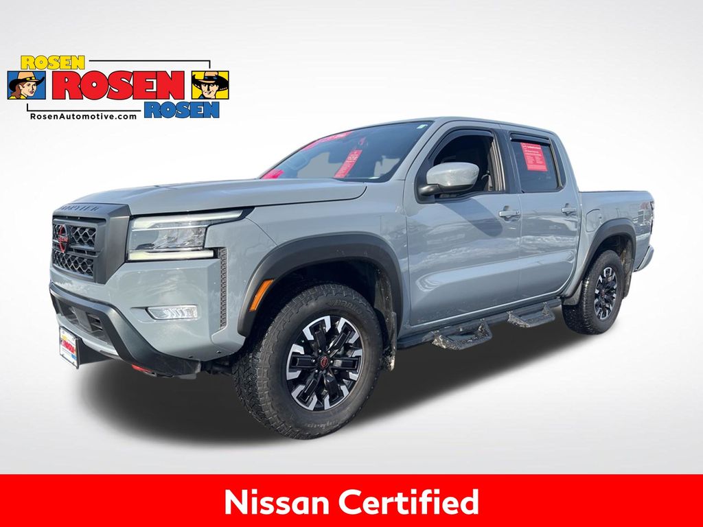 Boulder Gray Pearl 2023 Nissan Frontier PRO-4X Crew Cab 4WD Pickup Truck Four-Wheel Drive 9-Speed Automatic
