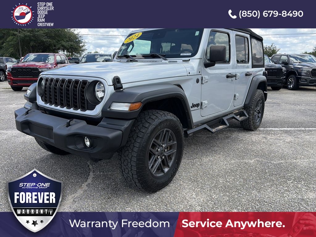 Silver Zynith Clearcoat 2024 Jeep Wrangler Sport S 4-Door 4WD SUV / Crossover Four-Wheel Drive 8-Speed Automatic