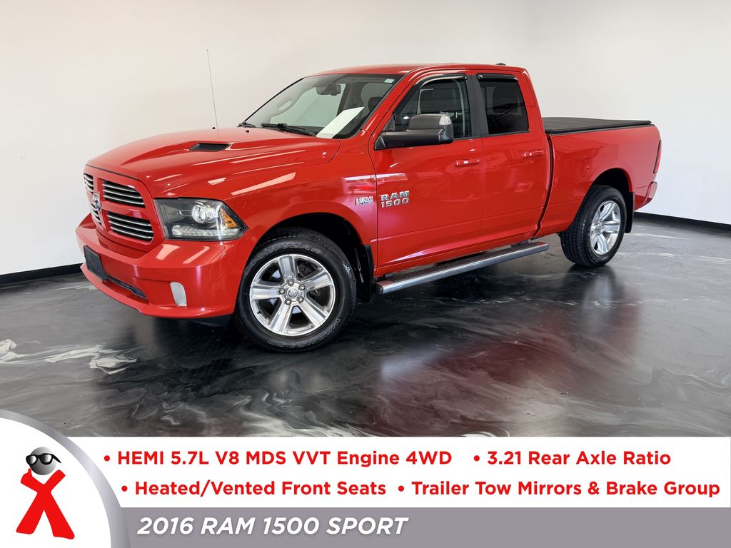 Flame Red Clearcoat 2016 RAM 1500 Pickup Truck Four-Wheel Drive 8-Speed Automatic