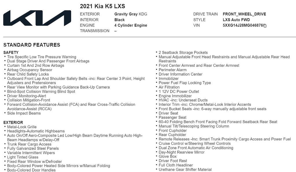 2021 Kia K5 LXS 17