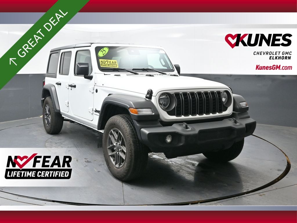 Bright White Clearcoat 2025 Jeep Wrangler Sport S 4-Door 4WD SUV / Crossover Four-Wheel Drive 8-Speed Automatic