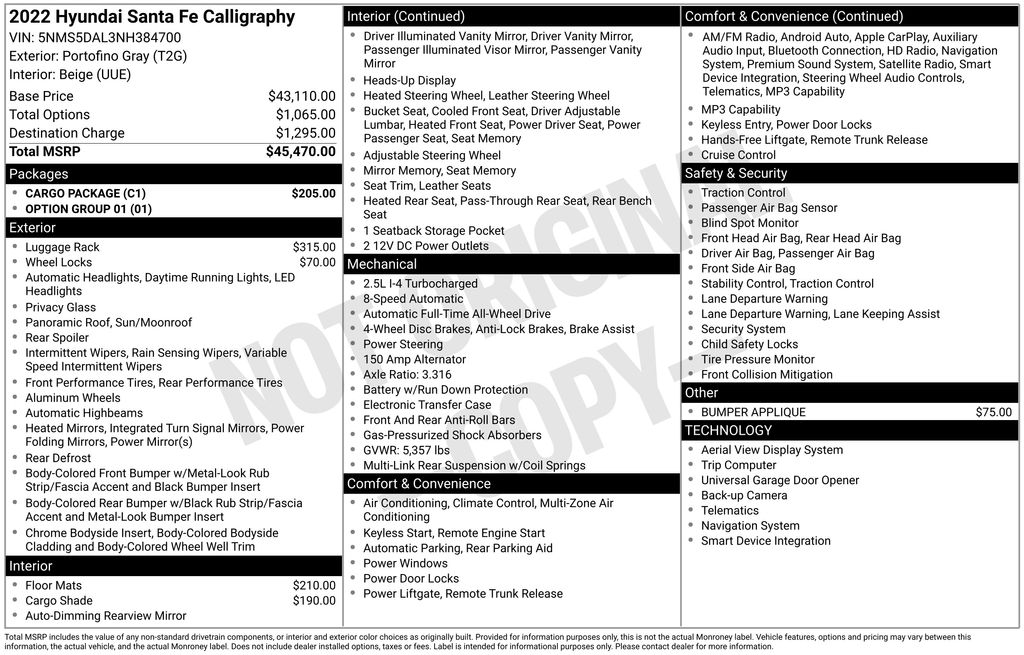 2022 Hyundai Santa Fe Calligraphy