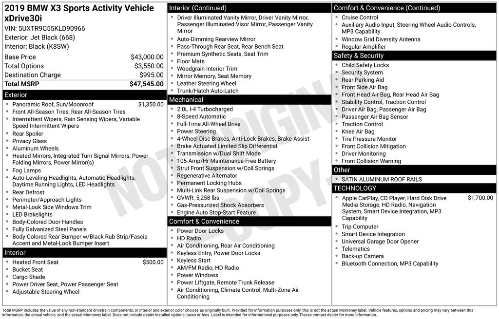 2019 BMW X3 xDrive30i