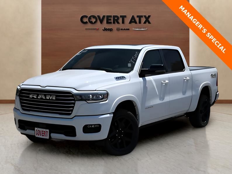 Bright White Clearcoat 2026 RAM 1500 Laramie Crew Cab 4WD Pickup Truck Four-Wheel Drive 8-Speed Automatic