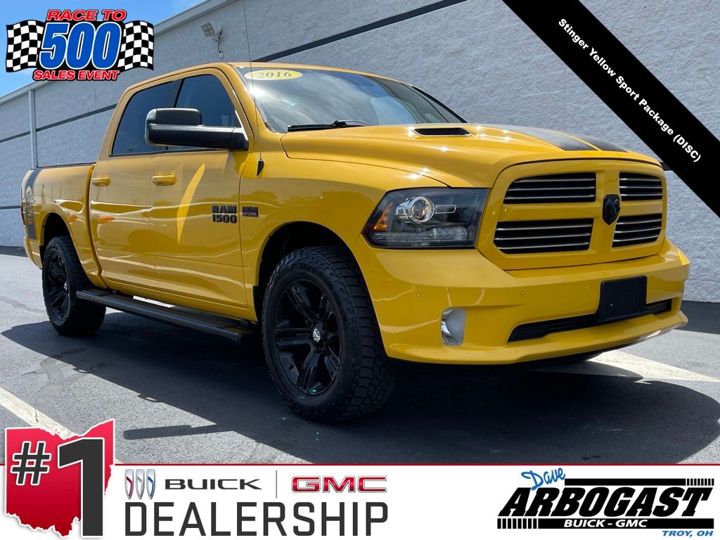 Stinger Yellow Clear Coat 2016 RAM 1500 Sport Crew Cab 4WD Pickup Truck Four-Wheel Drive 8-Speed Automatic
