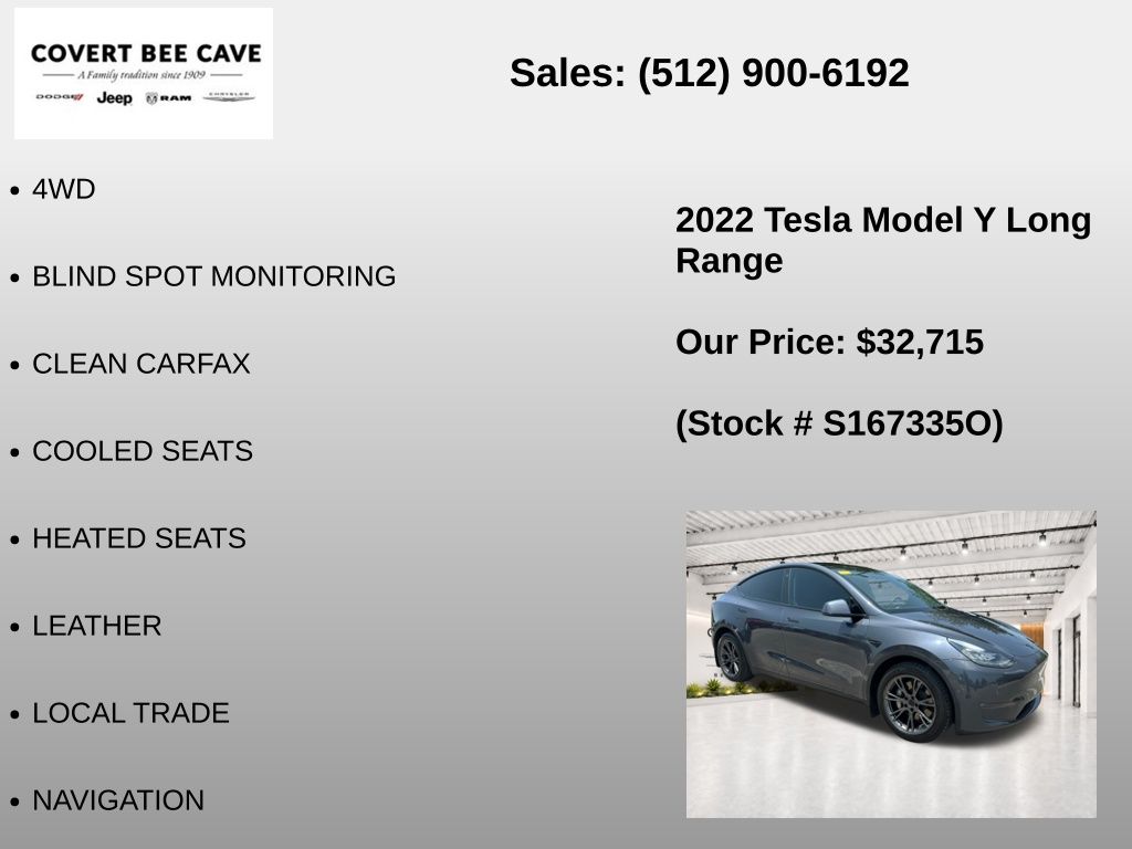 Used Car 2022 Tesla Model Y  Long Range For Sale Under $35,000 In Austin, Texas