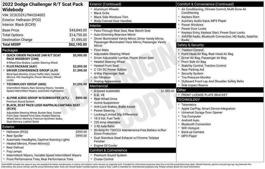 Used 2022 Dodge Challenger R/T Scat Pack Widebody 2D Coupe