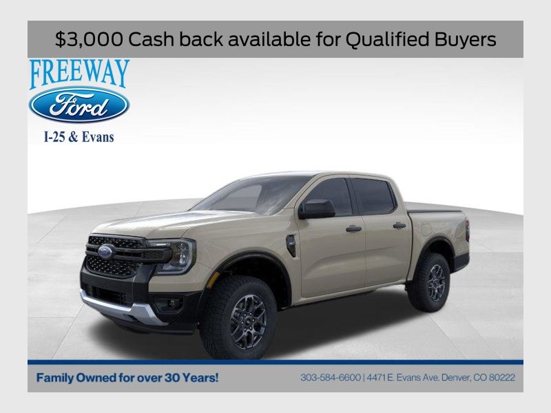 Desert Sand 2025 Ford Ranger XLT SuperCrew 4WD Pickup Truck Four-Wheel Drive Automatic