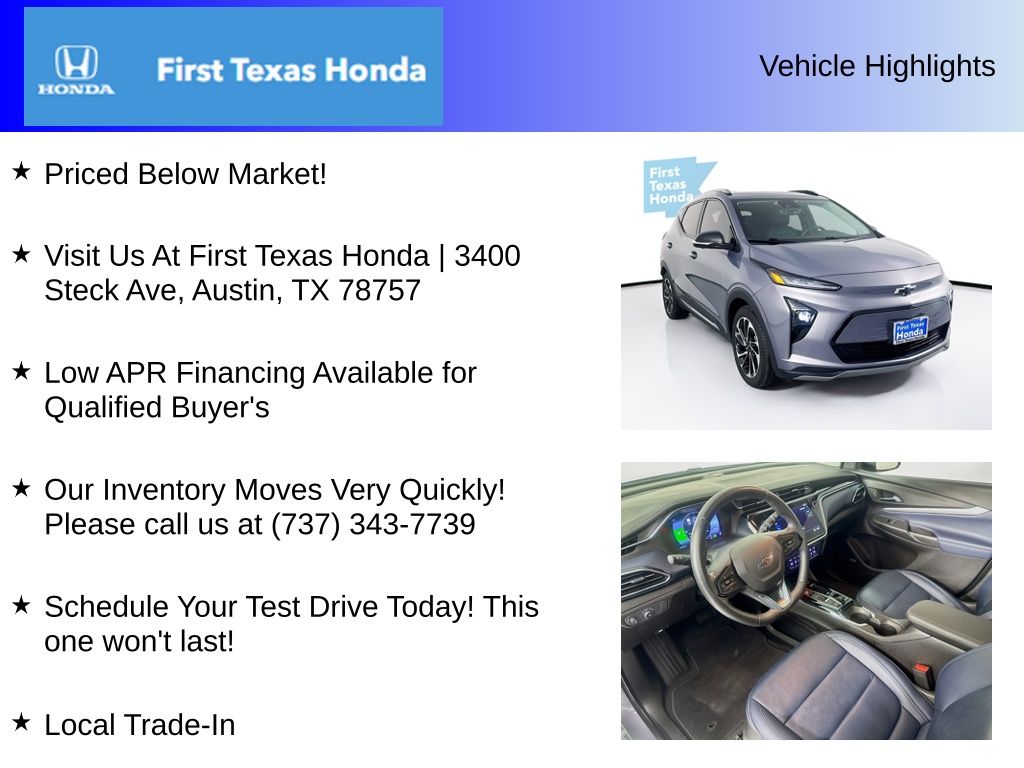 Used Car 2023 Chevrolet Bolt Euv  Premier For Sale Under $25,000 In Austin, Texas