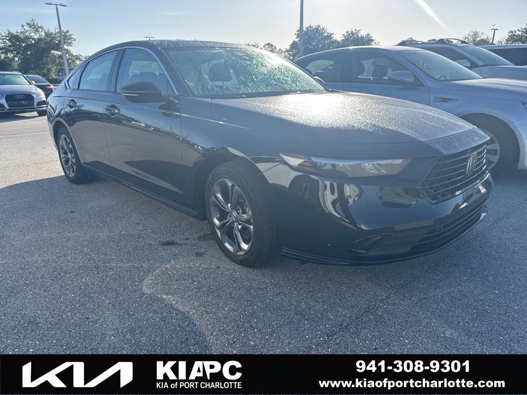 Crystal Black Pearl 2025 Honda Accord Hybrid EX-L FWD Sedan Front-Wheel Drive Continuously Variable Transmission