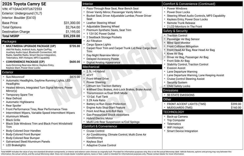 2026 Toyota Camry SE FWD