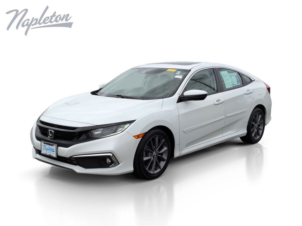 Platinum White Pearl 2020 Honda Civic Sedan Front-Wheel Drive Continuously Variable Transmission