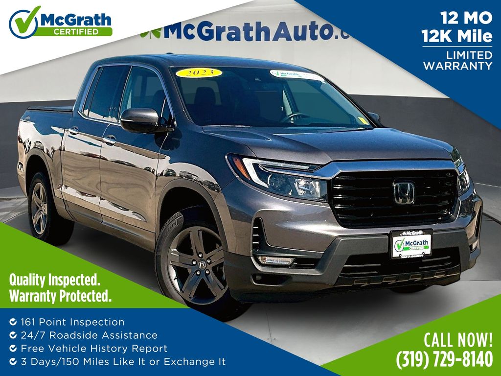 Gray (Modern Steel) 2023 Honda Ridgeline RTL-E AWD Pickup Truck All-Wheel Drive 9-Speed Automatic