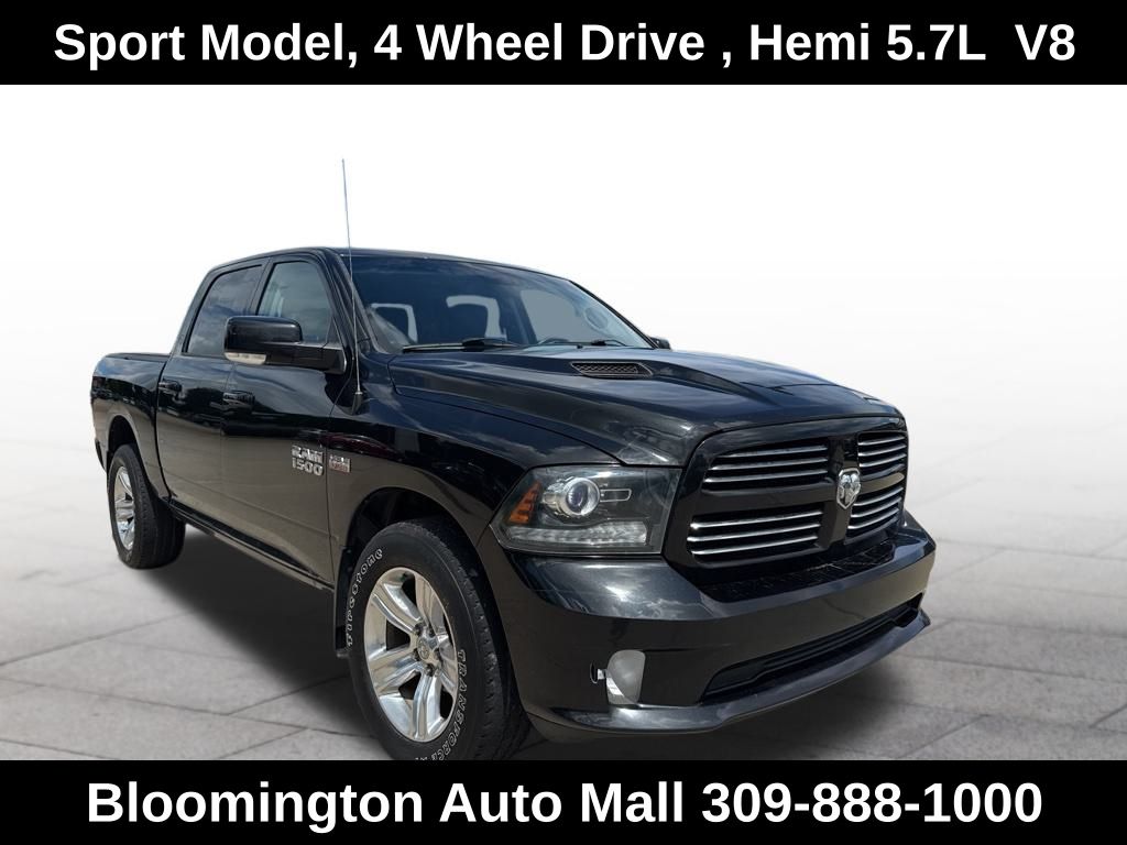 Brilliant Black Crystal Pearlcoat 2017 RAM 1500 Pickup Truck Four-Wheel Drive 8-Speed Automatic