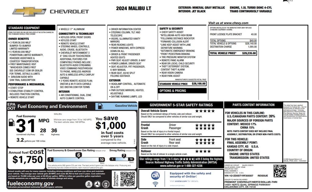 2024 Chevrolet Malibu LT Gray at Toyota of Victoria