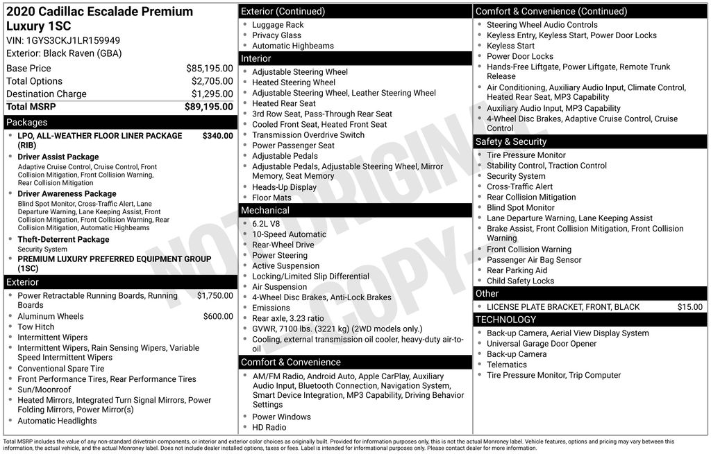 Used Car 2020 Cadillac Escalade  Premium Luxury For Sale Under $35,000 In Austin, Texas