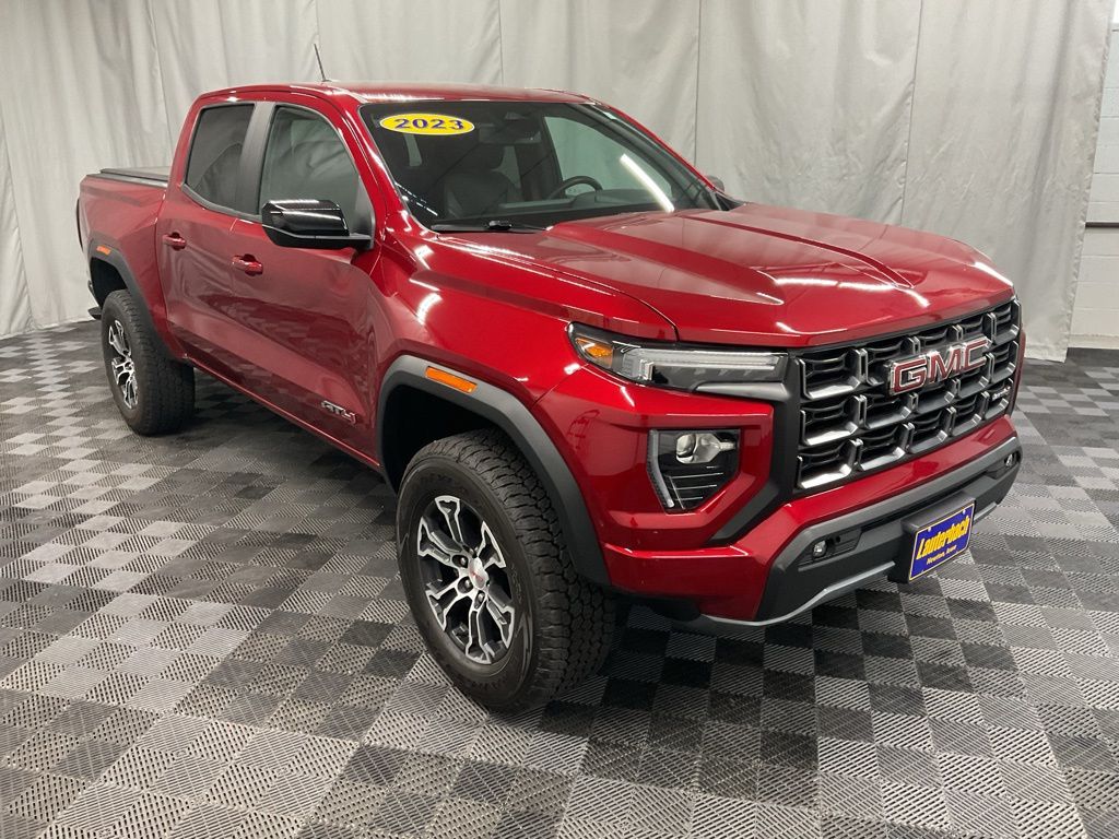 Volcanic Red Tintcoat 2023 GMC Canyon AT4 Crew Cab 4WD Pickup Truck Four-Wheel Drive 8-Speed Automatic