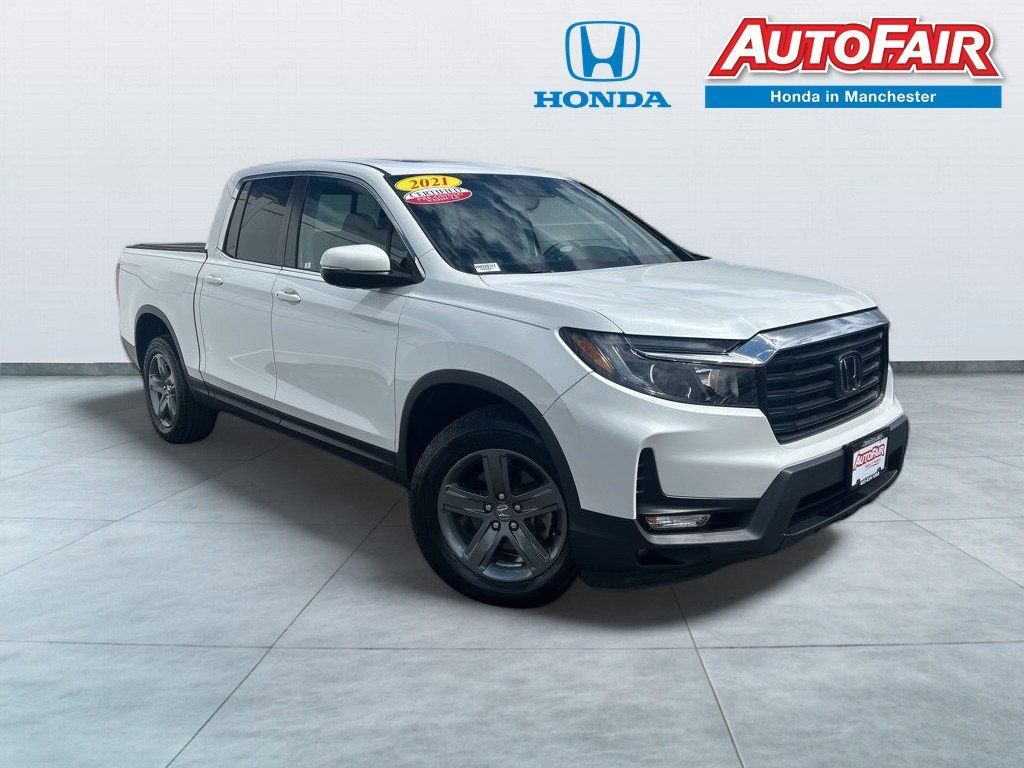 White Diamond Pearl 2021 Honda Ridgeline RTL AWD Pickup Truck All-Wheel Drive 9-Speed Automatic