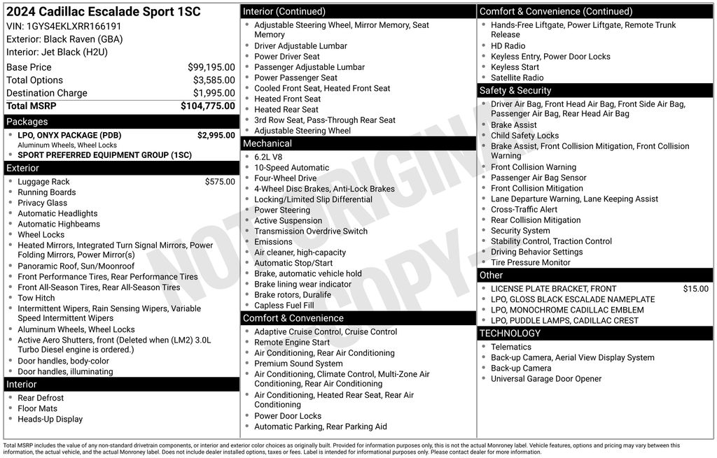 Used Car 2024 Cadillac Escalade  Sport For Sale Under $80,000 In Austin, Texas