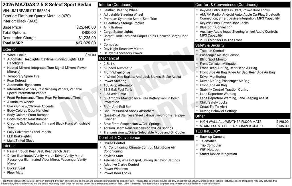 2026 Mazda MAZDA3 2.5 S Select Sport