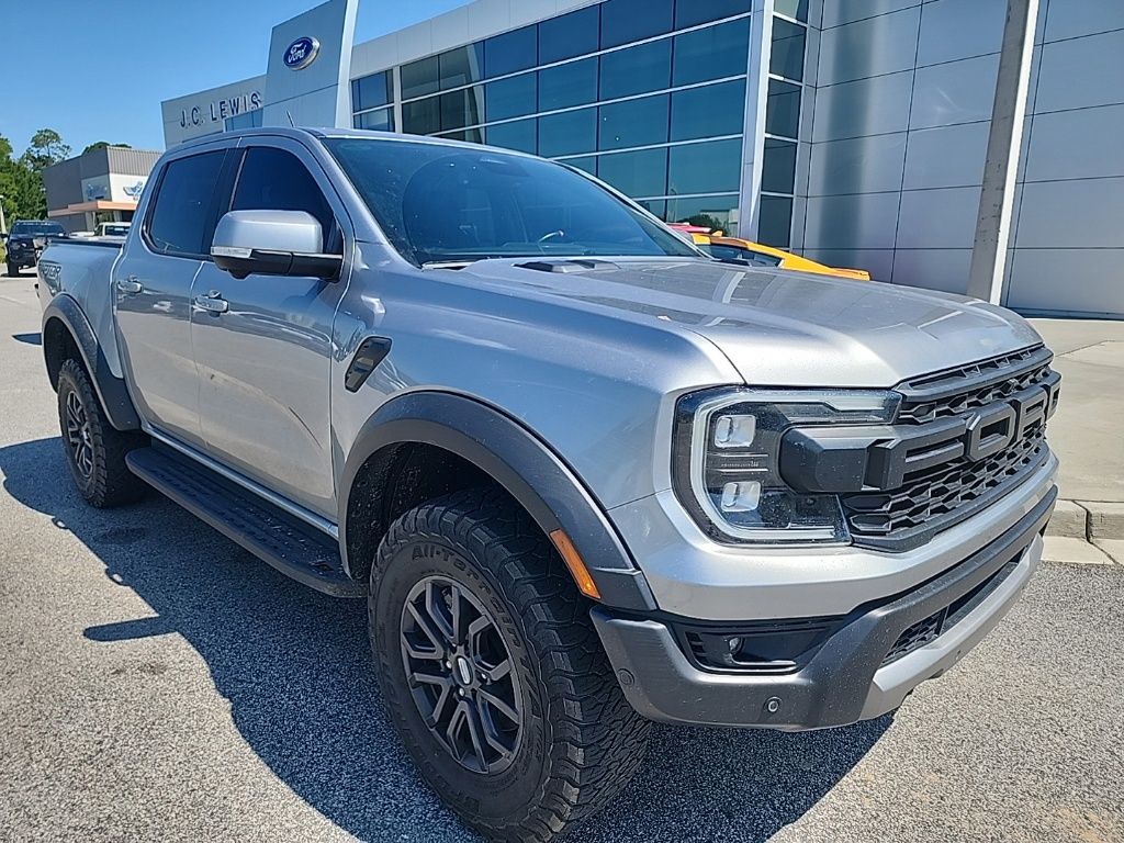 Silver Metallic 2024 Ford Ranger Raptor SuperCrew 4WD Pickup Truck Four-Wheel Drive Automatic