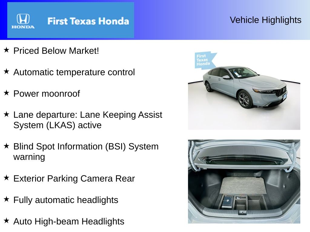 Used Car 2025 Honda Accord Hybrid  Ex-l For Sale Under $35,000 In Austin, Texas