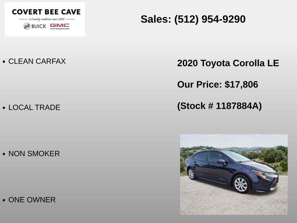 Used Car 2020 Toyota Corolla  Le For Sale Under $20,000 In Austin, Texas