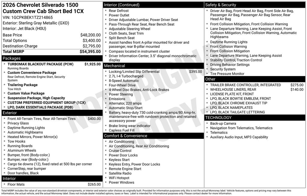 2026 Chevrolet Silverado 1500 Custom Gray at Klick Lewis Buick Chevrolet