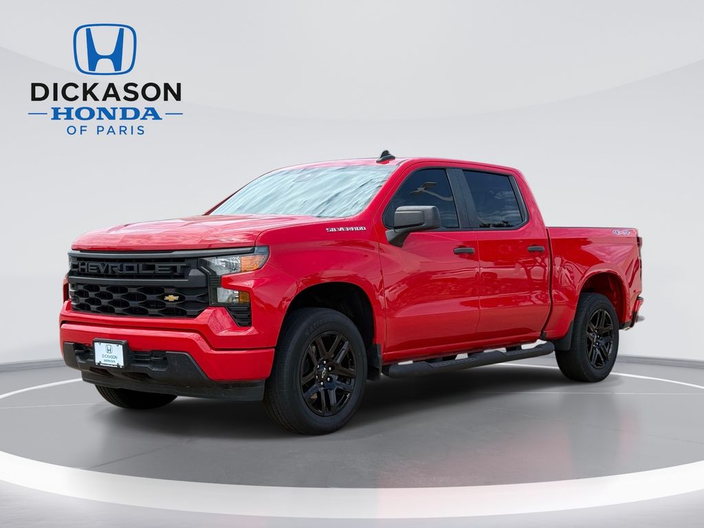 Red 2023 Chevrolet Silverado 1500 Custom Crew Cab 4WD Pickup Truck Four-Wheel Drive 8-Speed Automatic