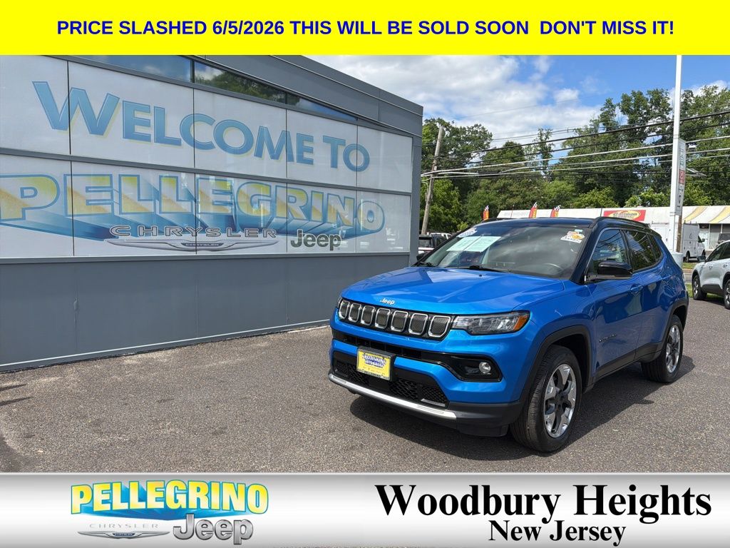Laser Blue Pearlcoat 2022 Jeep Compass Limited 4WD SUV / Crossover Four-Wheel Drive 9-Speed Automatic