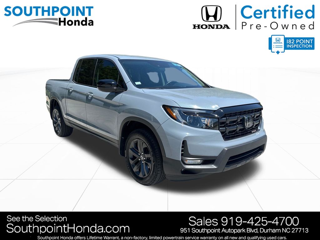 Gray (Modern Steel Metallic) 2025 Honda Ridgeline Sport AWD Pickup Truck All-Wheel Drive 9-Speed Automatic
