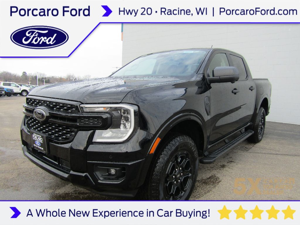 Shadow Black 2025 Ford Ranger XLT SuperCrew 4WD Pickup Truck Four-Wheel Drive Automatic