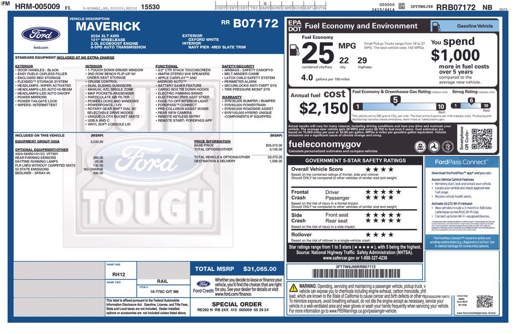 used 2024 Ford Maverick car, priced at $25,800