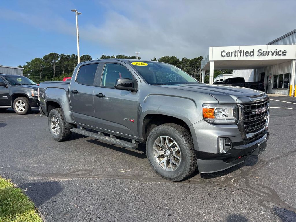 Gray (Satin Steel Metallic) 2022 GMC Canyon Pickup Truck Four-Wheel Drive 8-Speed Automatic
