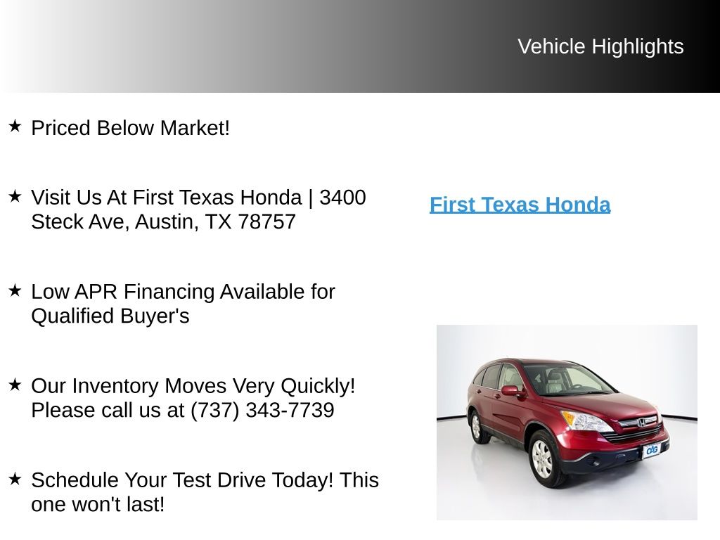 Used Car 2008 Honda Cr-v  Ex-l For Sale Under $15,000 In Austin, Texas