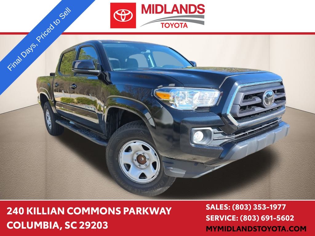 Midnight Black Metallic 2022 Toyota Tacoma SR5 I4 Double Cab RWD Pickup Truck 4X2 6-Speed Automatic