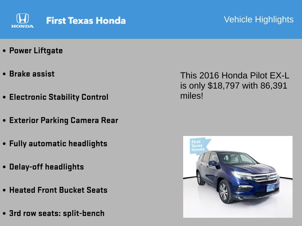 2016 Honda Pilot  Ex-l In Austin, Texas