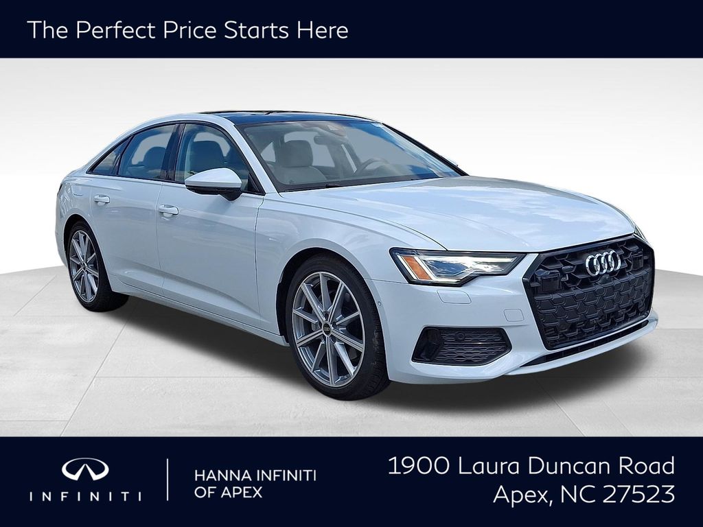Glacier White 2025 Audi A6 Sedan All-Wheel Drive 7-Speed Automatic