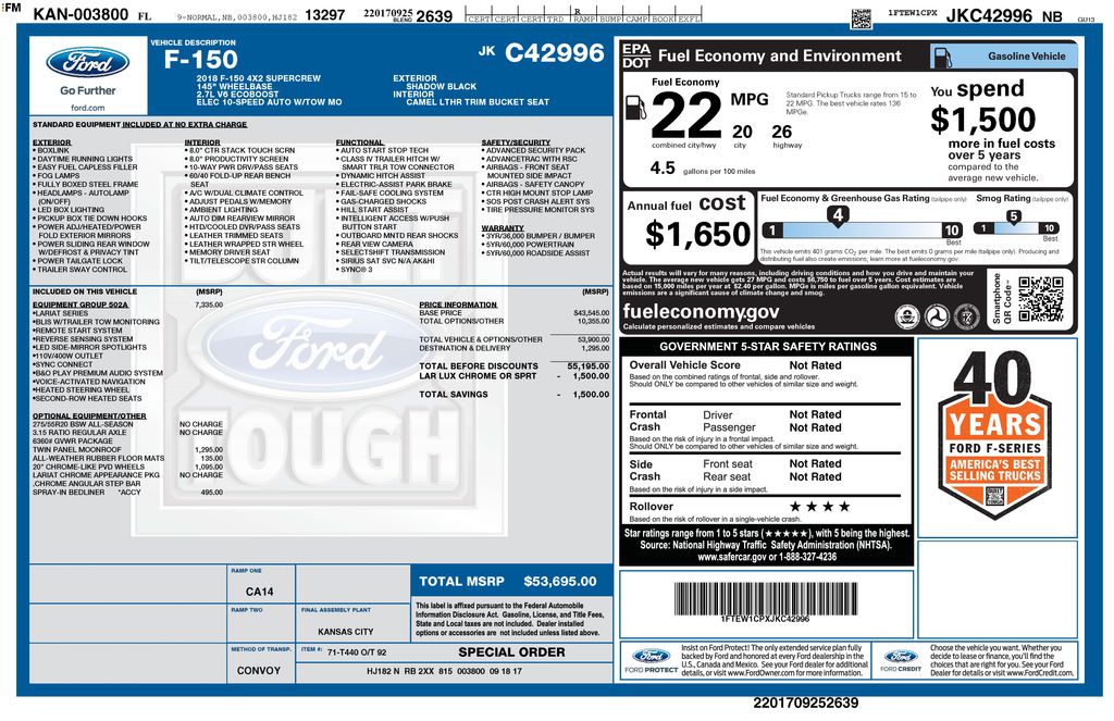 Used 2018 Black Ford Lariat image 11