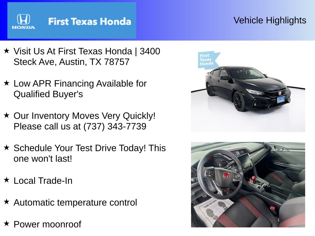 Used Car 2020 Honda Civic  Si For Sale Under $30,000 In Austin, Texas