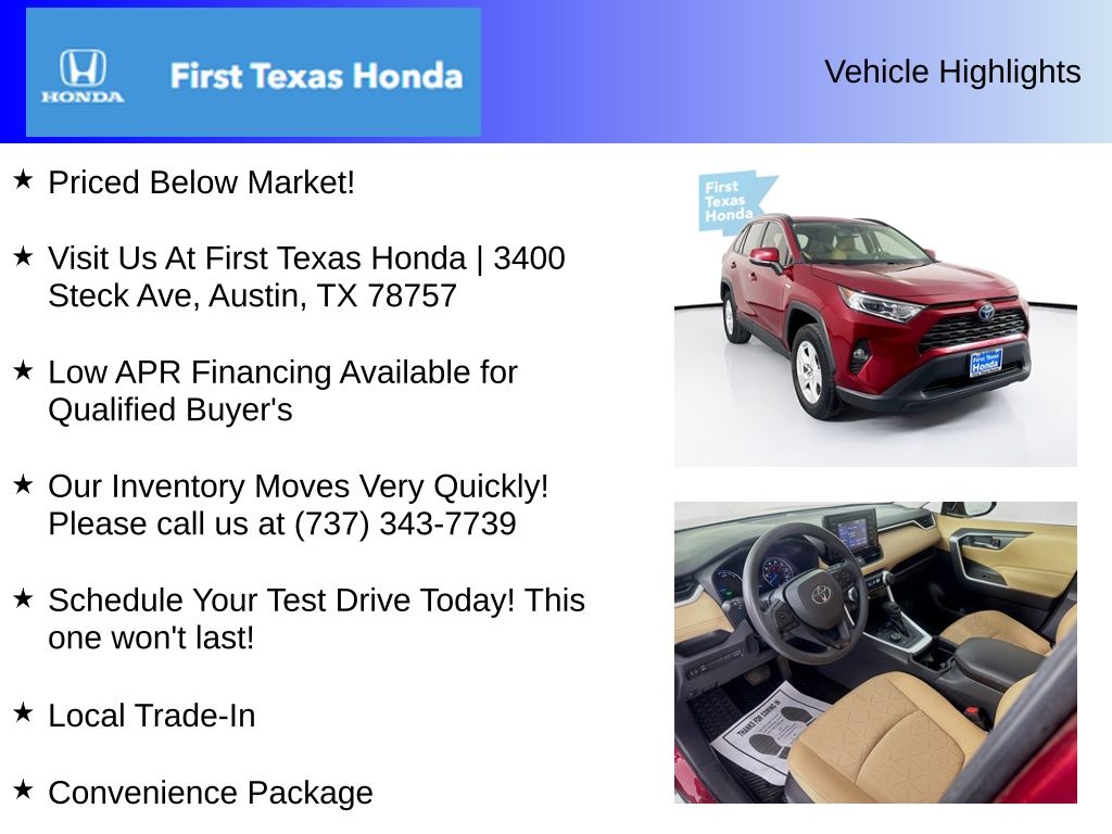 Used Car 2021 Toyota Rav4 Hybrid  Xle For Sale Under $25,000 In Austin, Texas