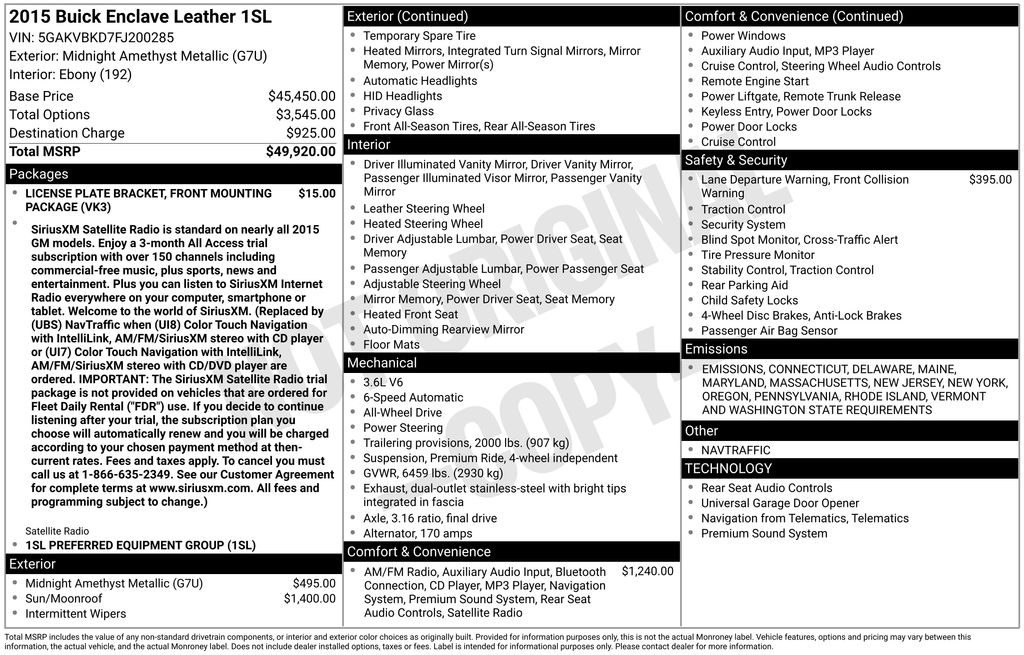 2015 Buick Enclave Leather