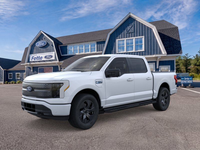 Space White Metallic 2025 Ford F-150 Lightning Flash SuperCrew AWD Pickup Truck All-Wheel Drive Automatic