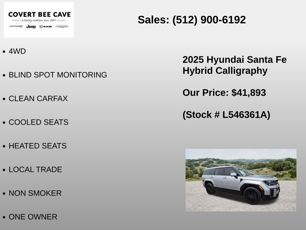 Used Car 2025 Hyundai Santa Fe Hybrid  Calligraphy For Sale Under $50,000 In Austin, Texas