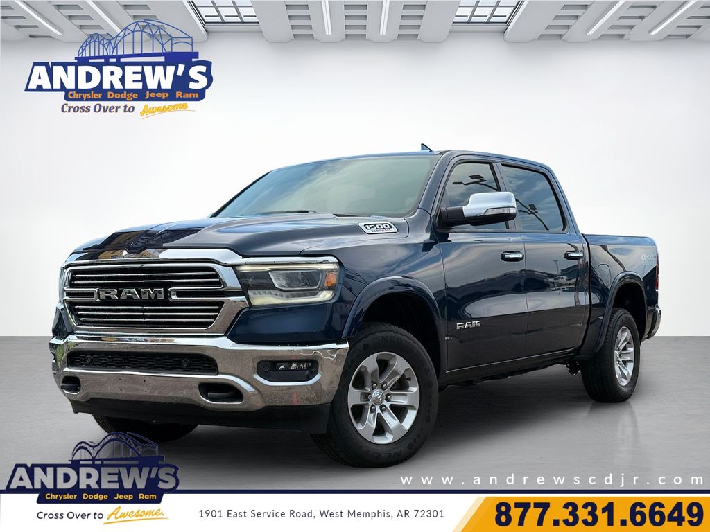 Patriot Blue Pearlcoat 2021 RAM 1500 Laramie Crew Cab 4WD Pickup Truck Four-Wheel Drive 8-Speed Automatic